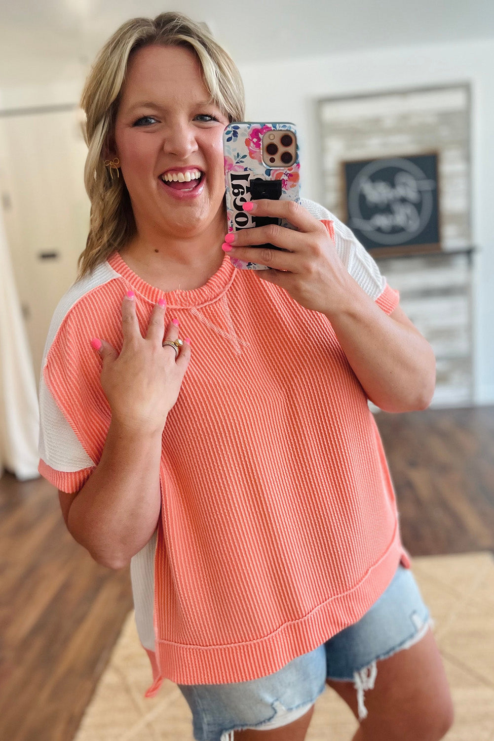 Rib Hi Low Plus Size Short Sleeve Top BB Fashion Outlet