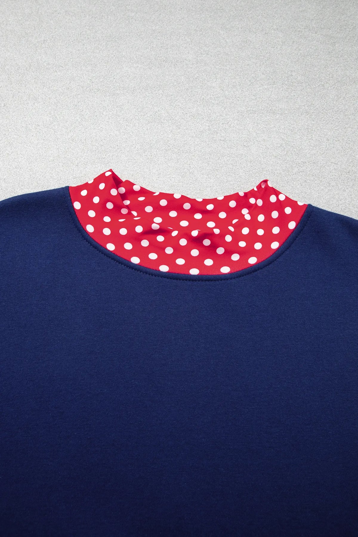 Polka Dot Patchwork Round Neck Plus Size Sweatshirt – Racing Red