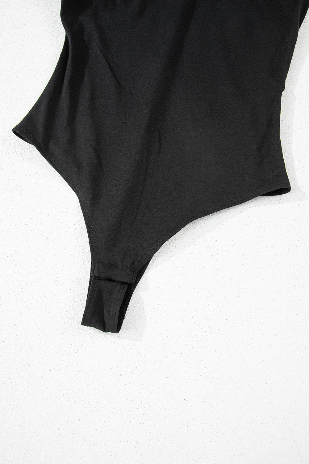 Black Solid Colour Pleated One Shoulder Bodysuit eAura