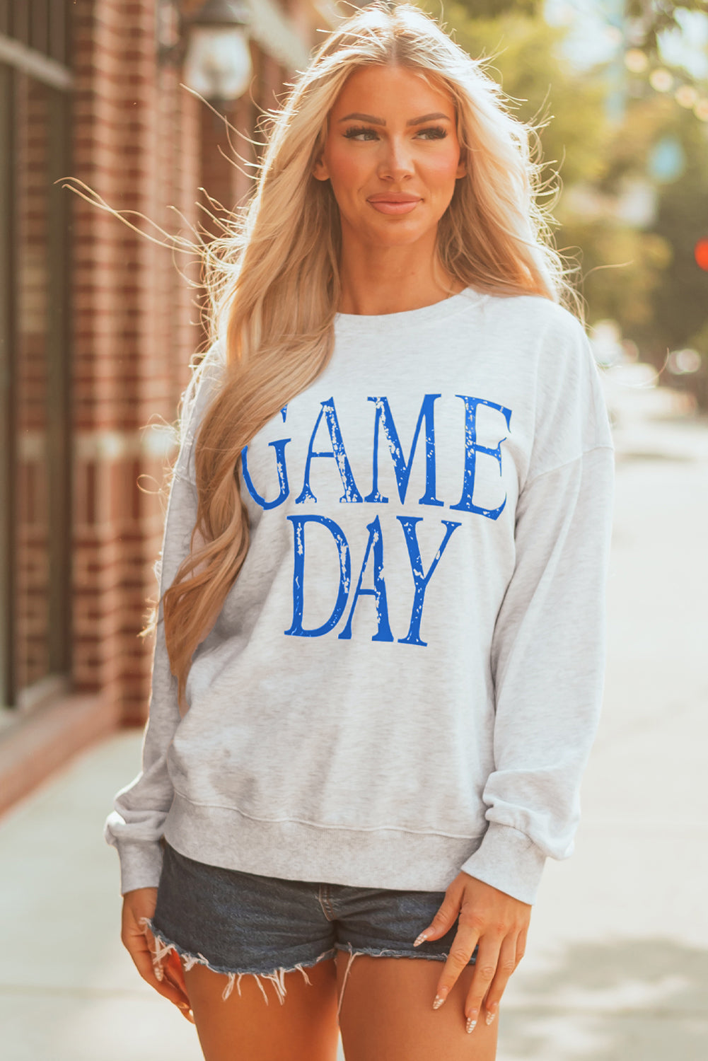 Vintage Washed GAME DAY Graphic Baggy Sweatshirt - eAura