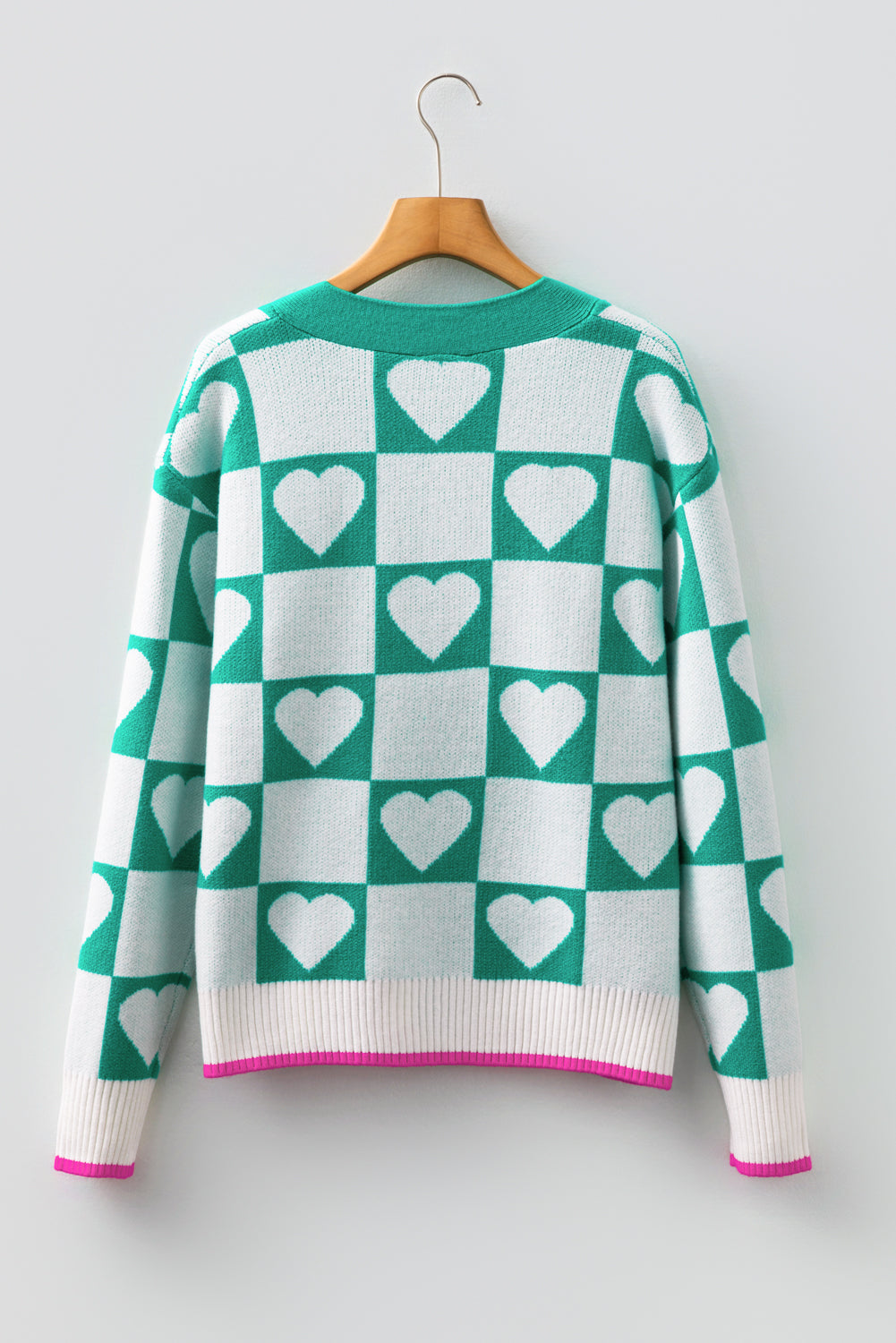 Heart Knit V-Neck Button Down Cardigan - eAura