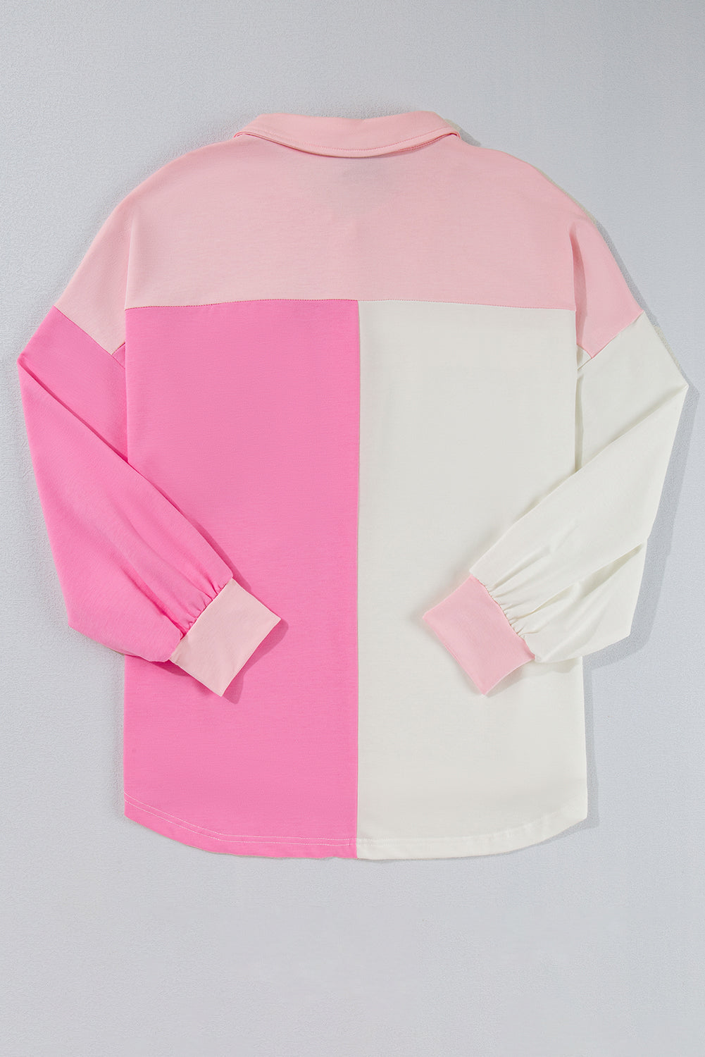 Bonbon Colour Block Chest Pockets Half Button Plus Size Sweatshirt BB Fashion Outlet