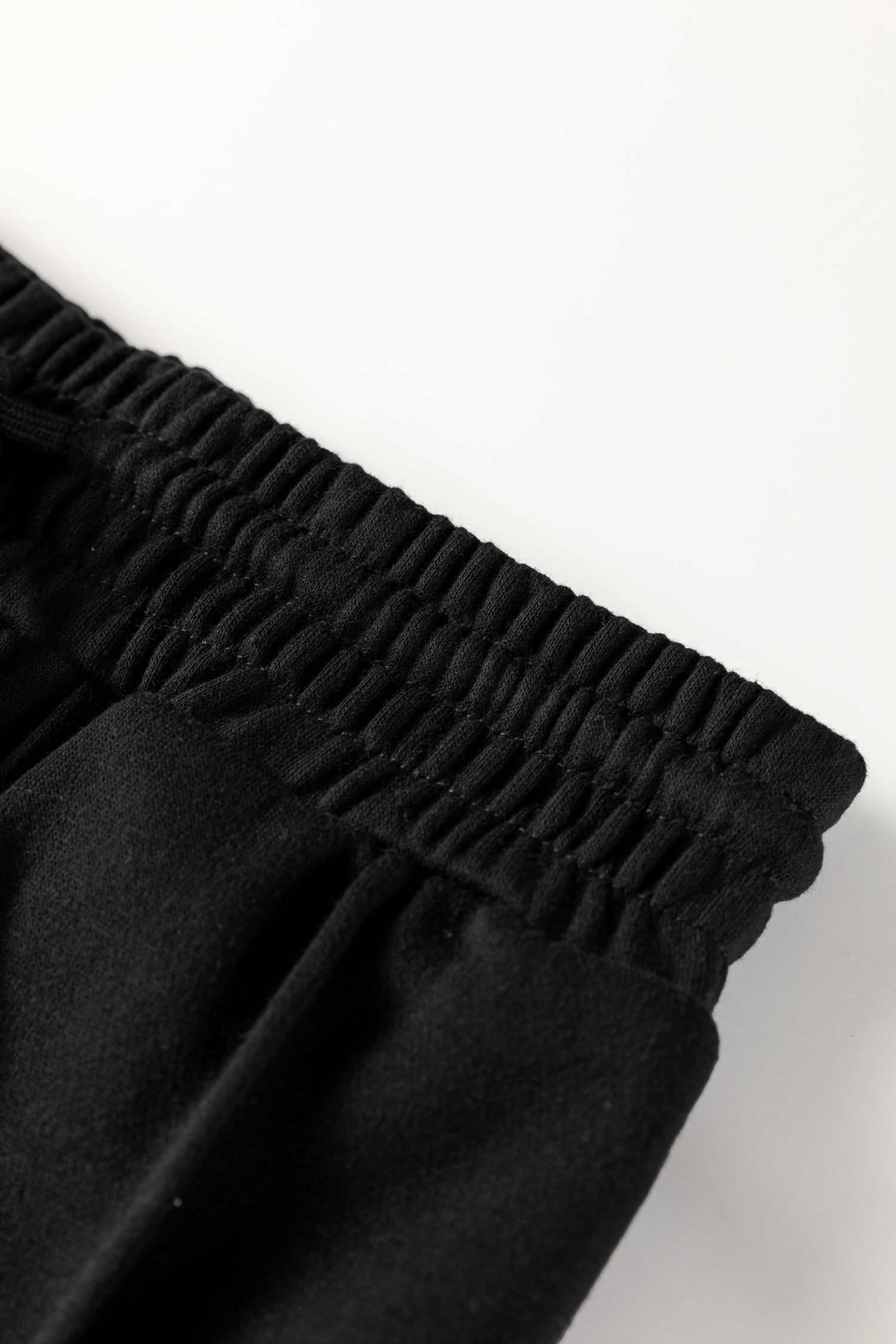 Black Seamed Drawstring High Waist Wide Leg Sweatpants - Activewear/Bottoms