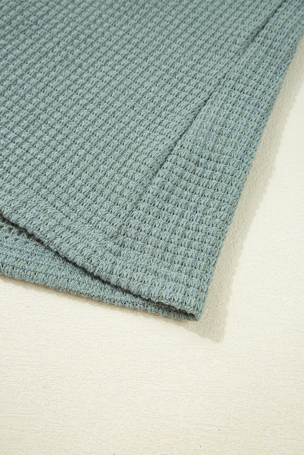 Mist Green Lace Patchwork Waffle Short Sleeve Top eAura