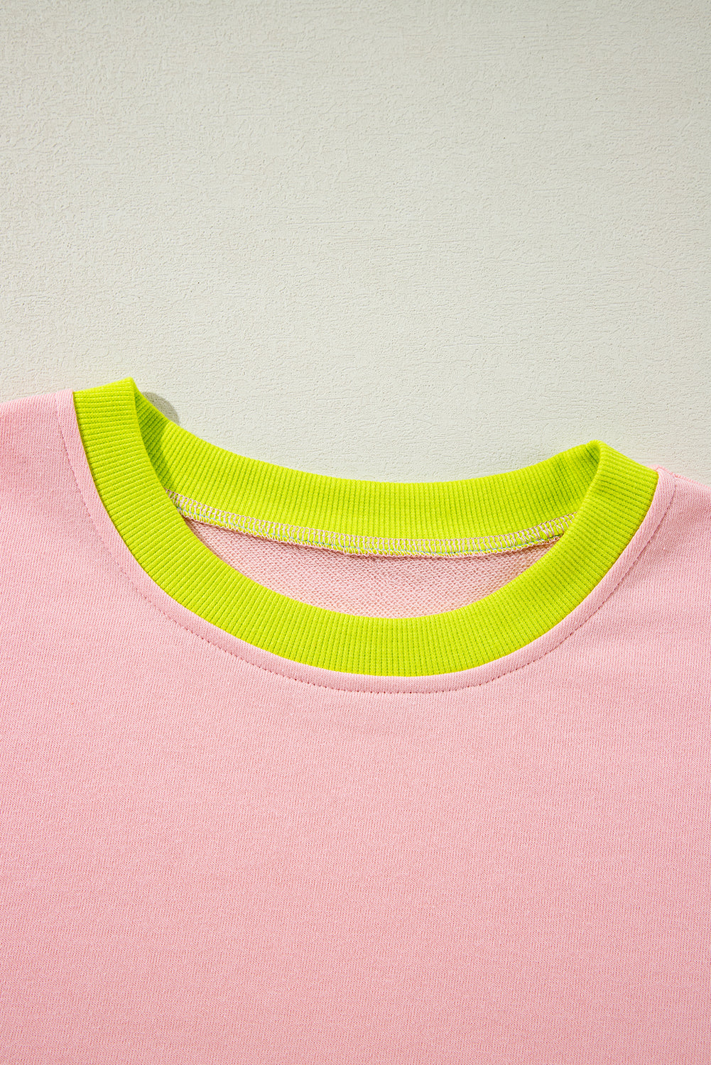 Light Pink Plus Size Colourblock Patchwork Crew Neck Sweatshirt BB Fashion Outlet