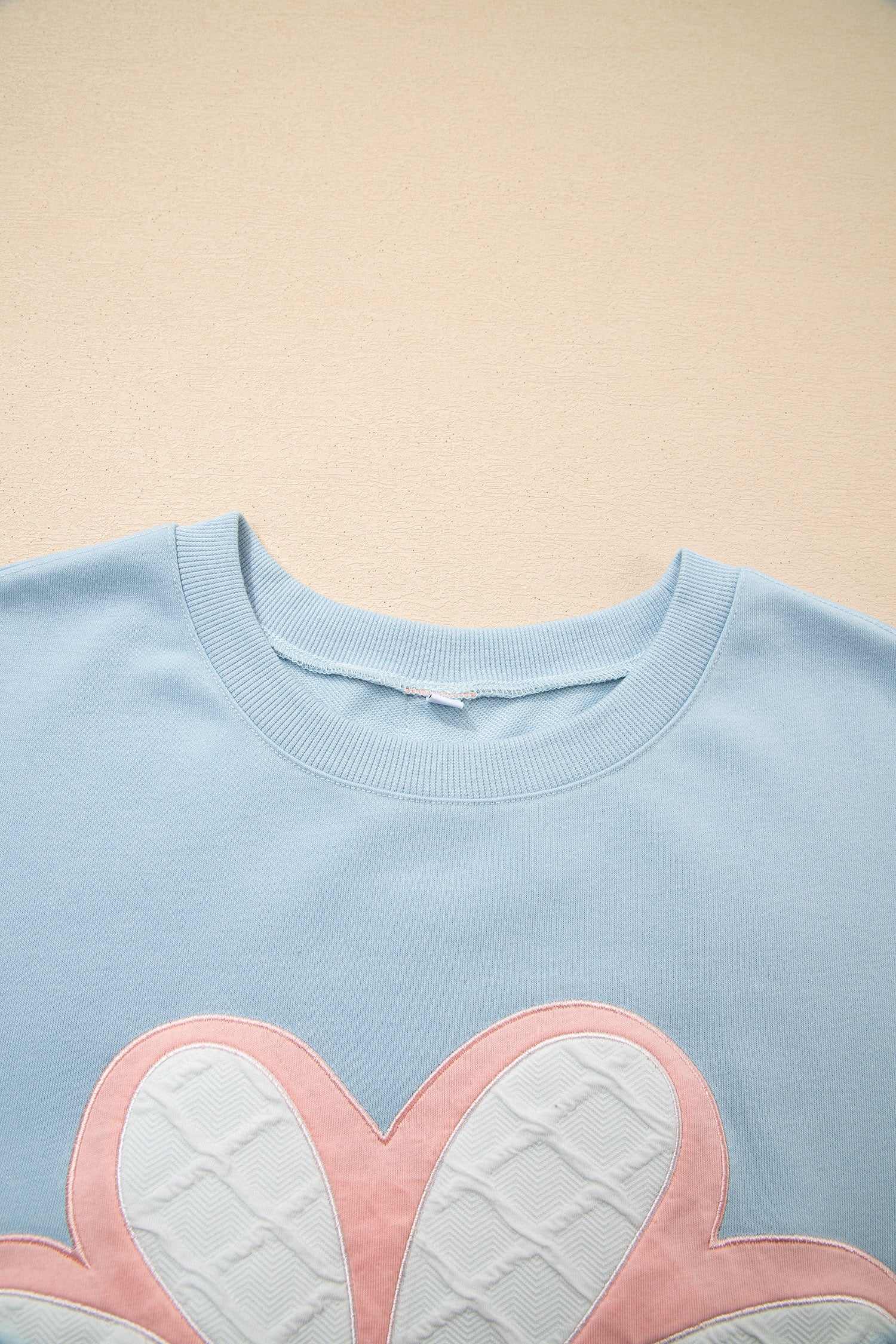 Big Flower Patch Drop Shoulder Long Sleeve Top - eAura