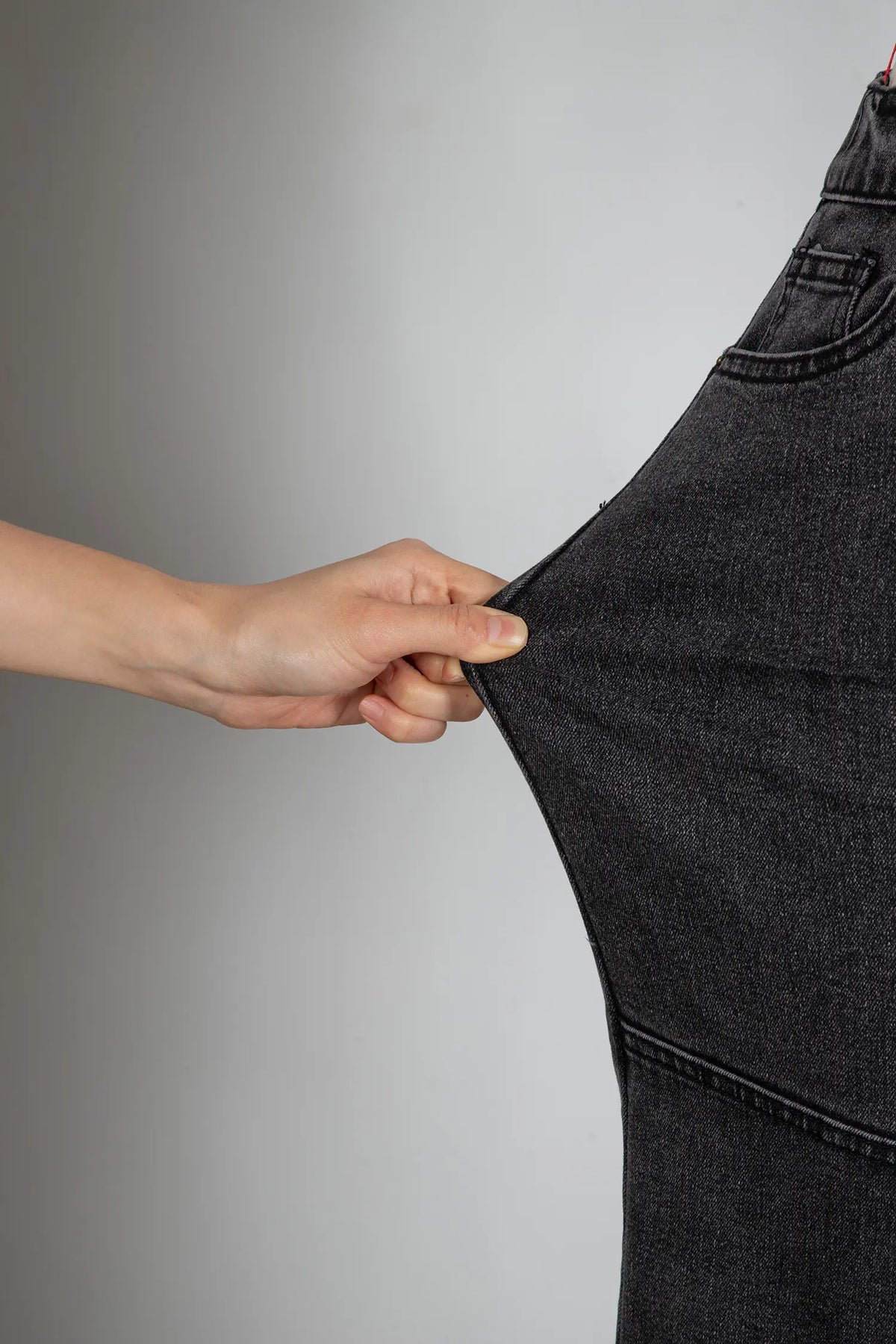 Decorative Seam Patchwork Detail Solid Colour Jeans