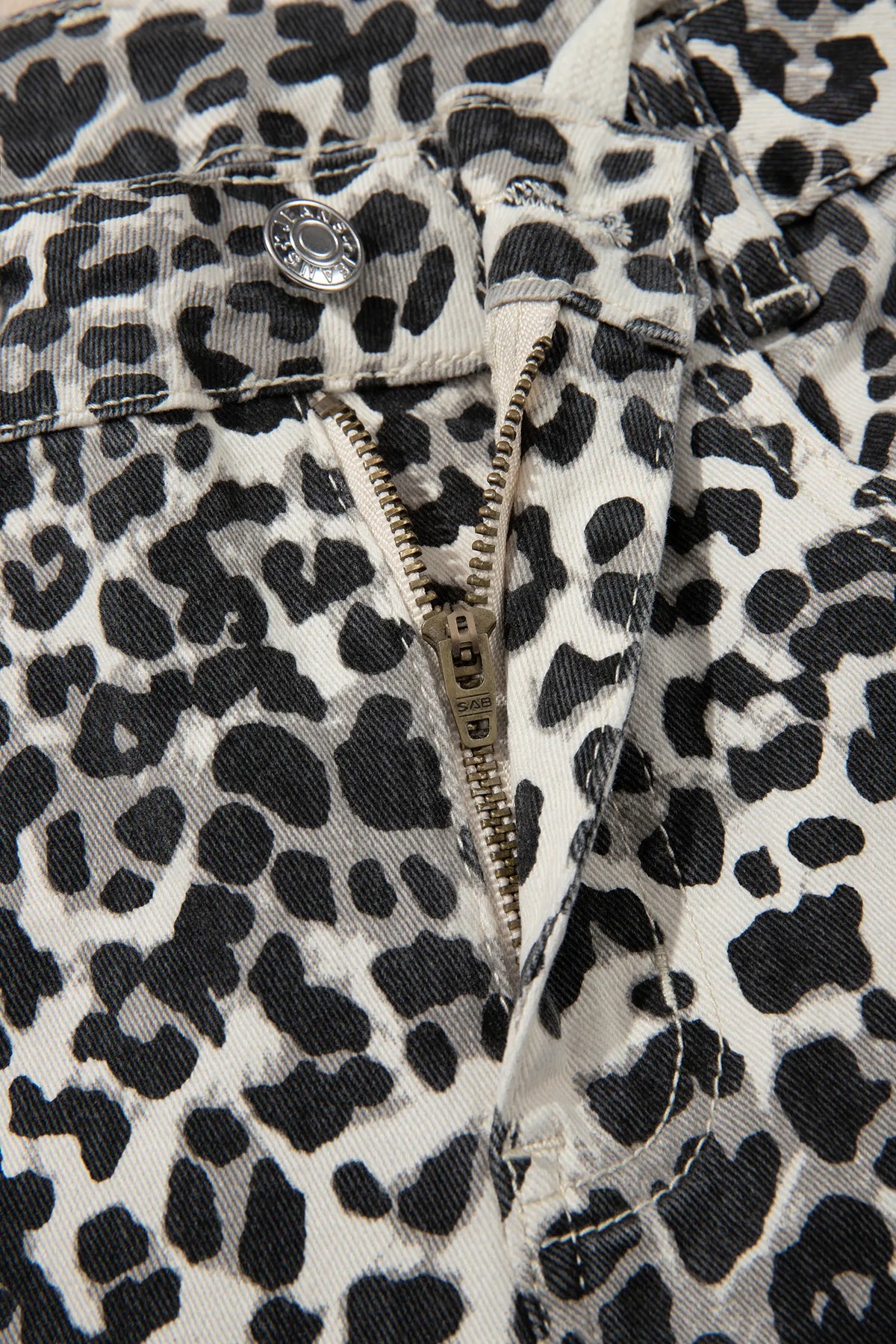 Leopard Print Drawstring Waist Straight Leg Jeans – Khaki