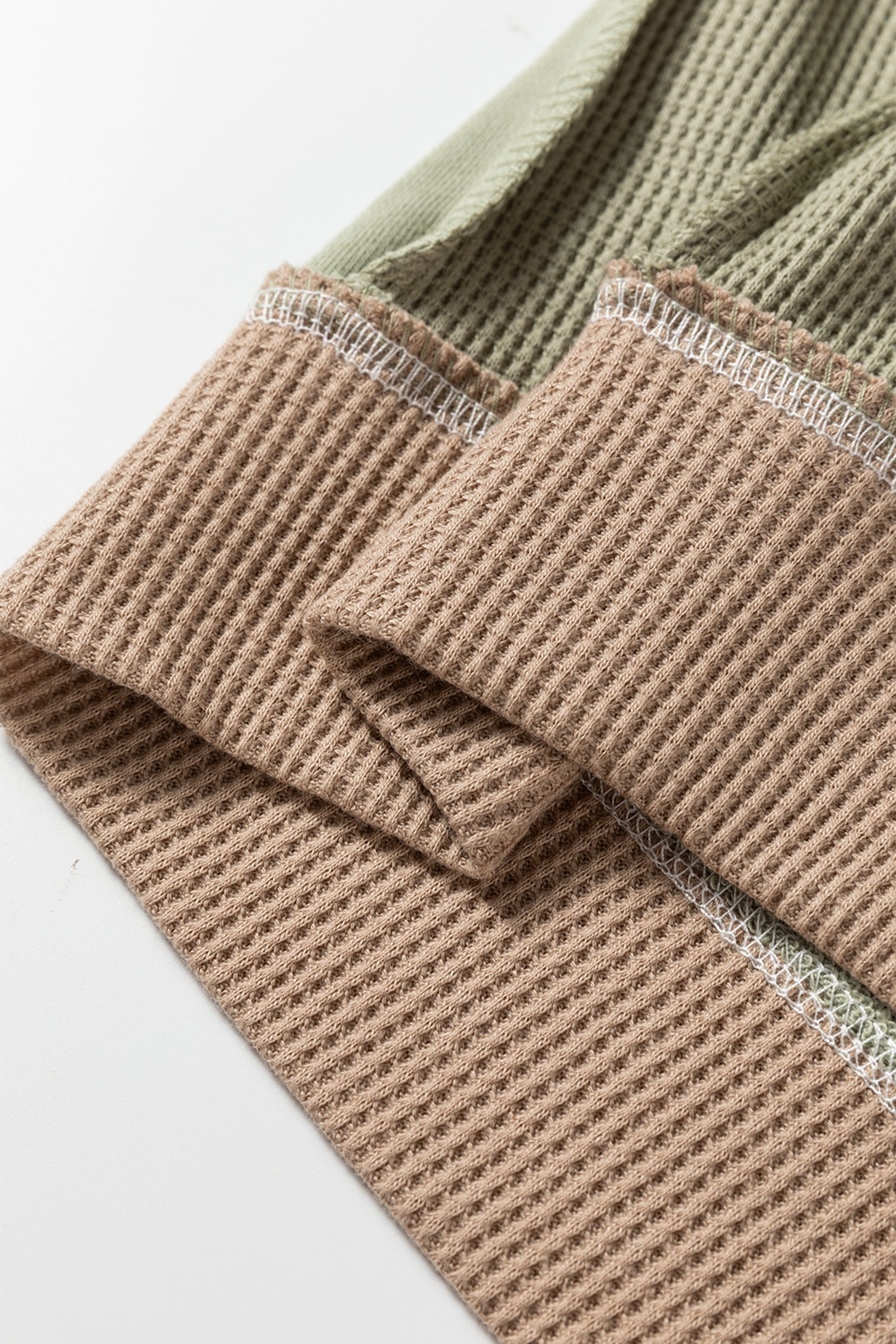 Mix Texture Waffle Patchwork Oversize Sweatshirt - eAura