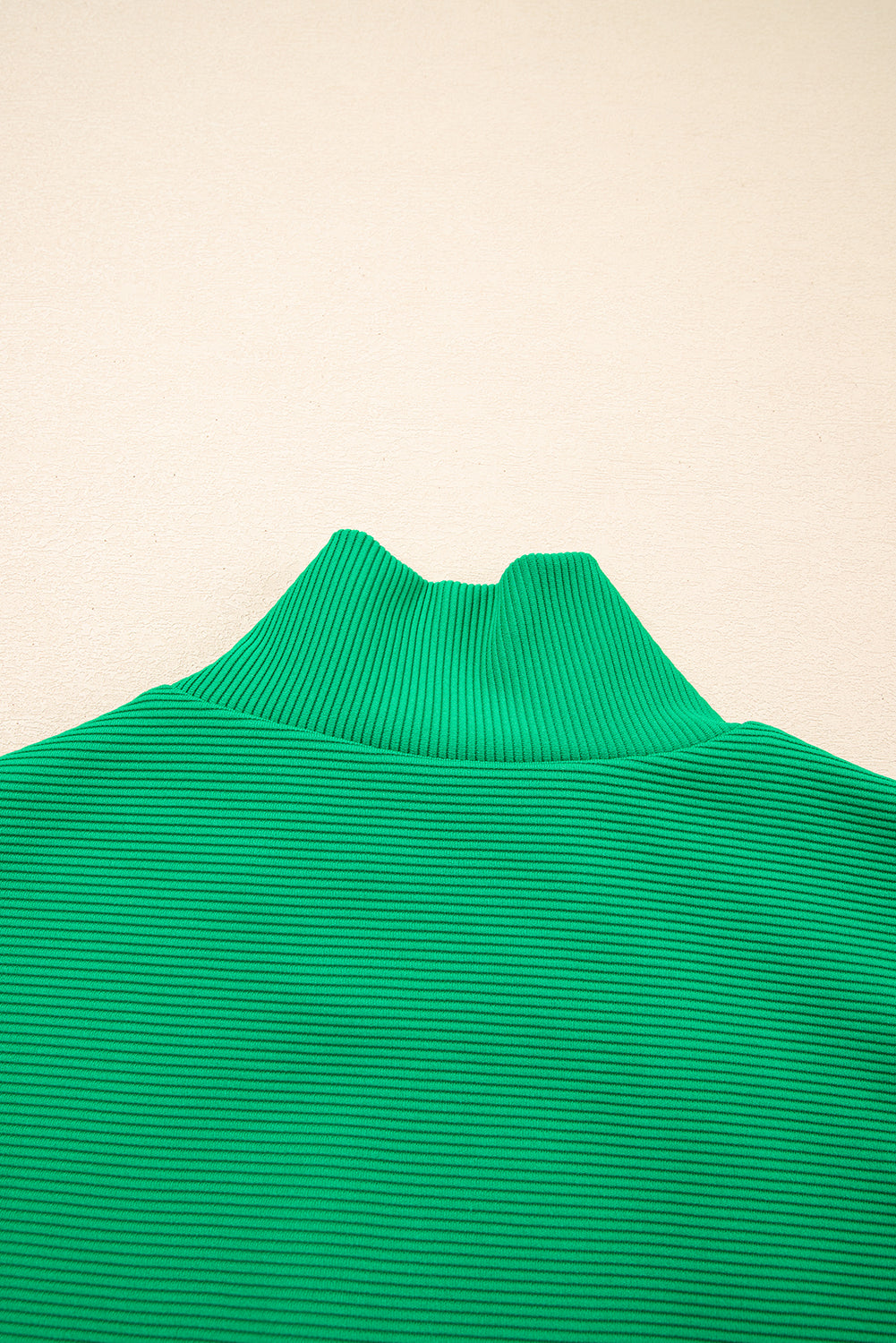 Bright Green Textured Short Sleeve Half Zip Drawstring Waist Romper eAura