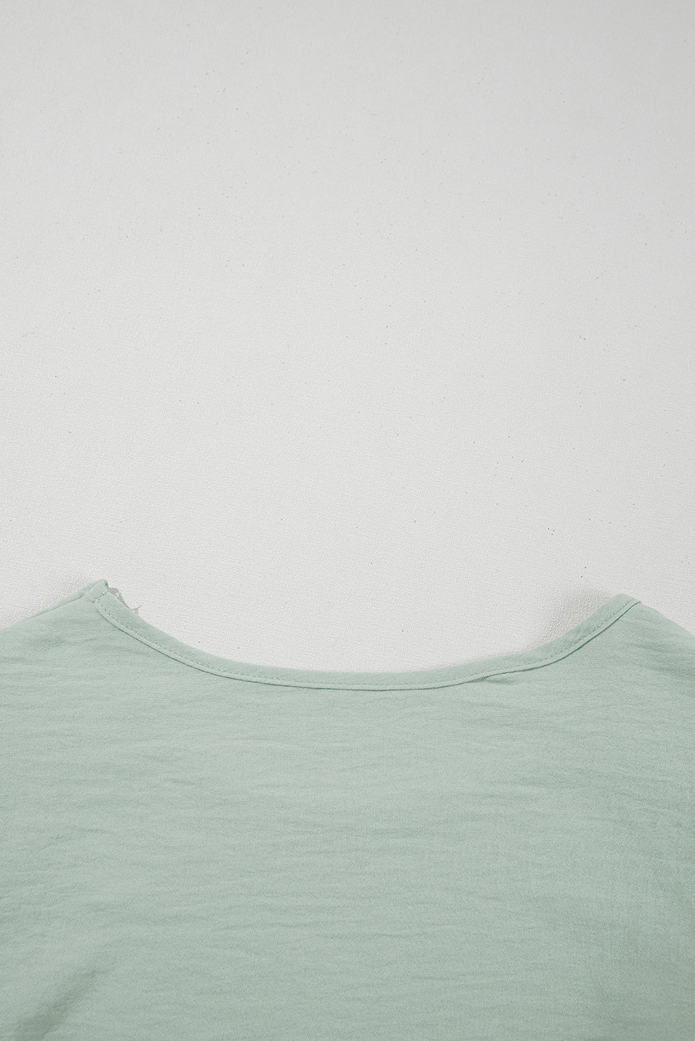 Clearly Aqua Solid Colour Ruffled Short Sleeve Casual Blouse eAura