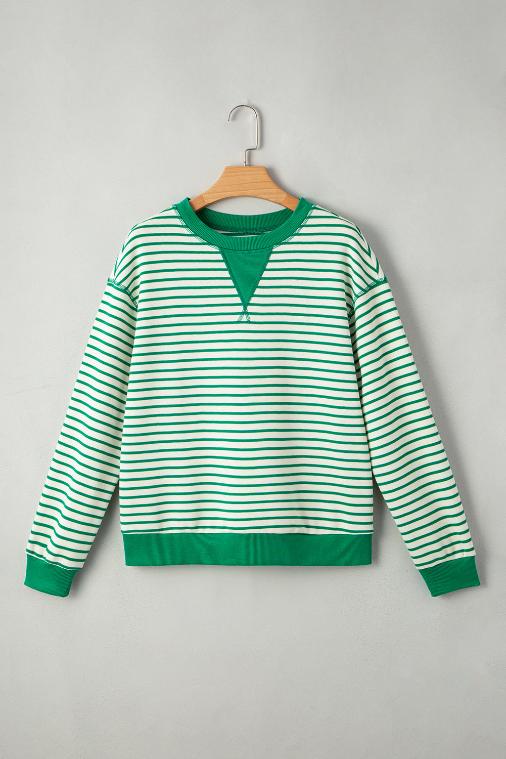 Green Striped Exposed Seam Pullover Top - eAura