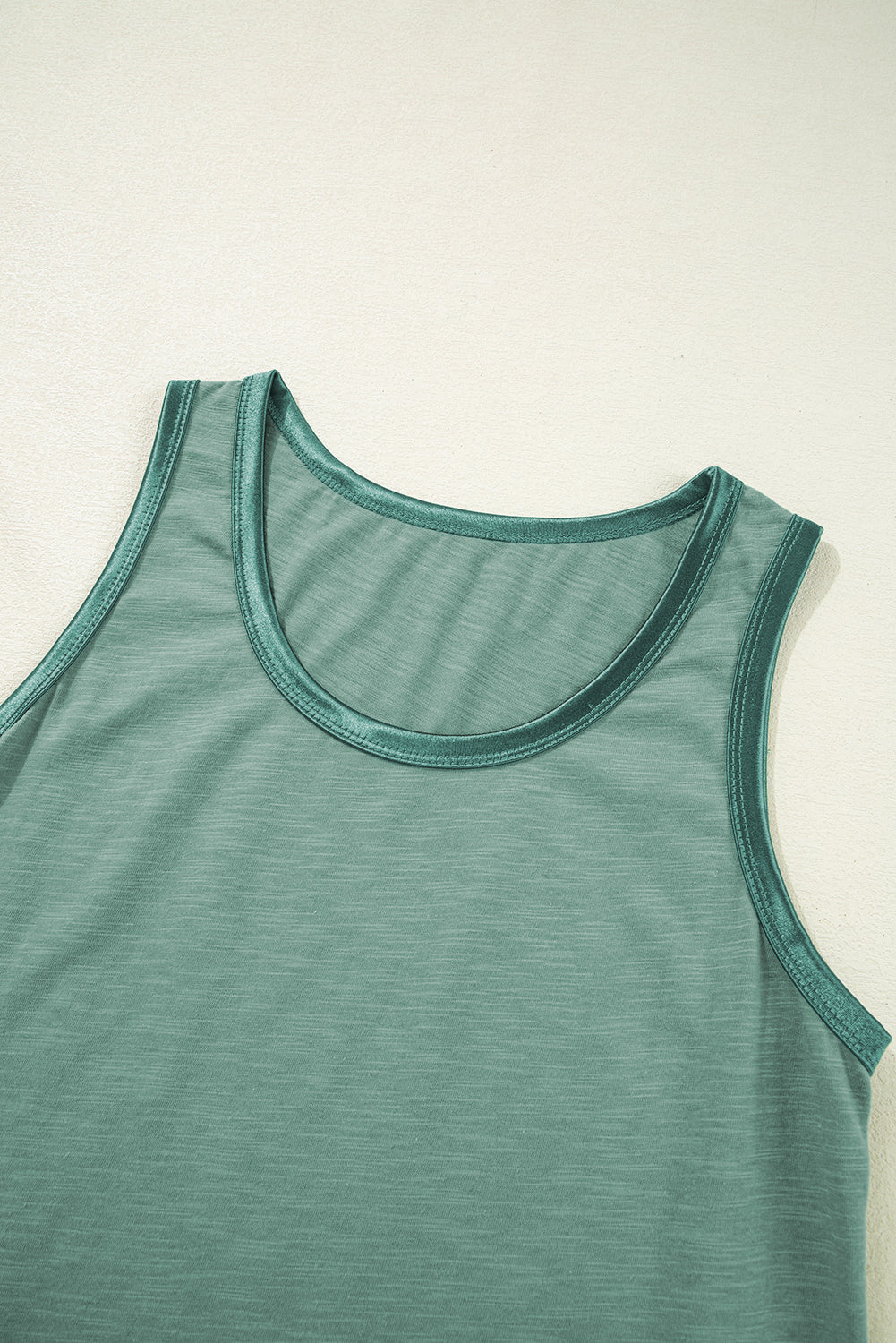Mist Green Metallic Sheen Edge Scoop Neck Sleeveless Top eAura
