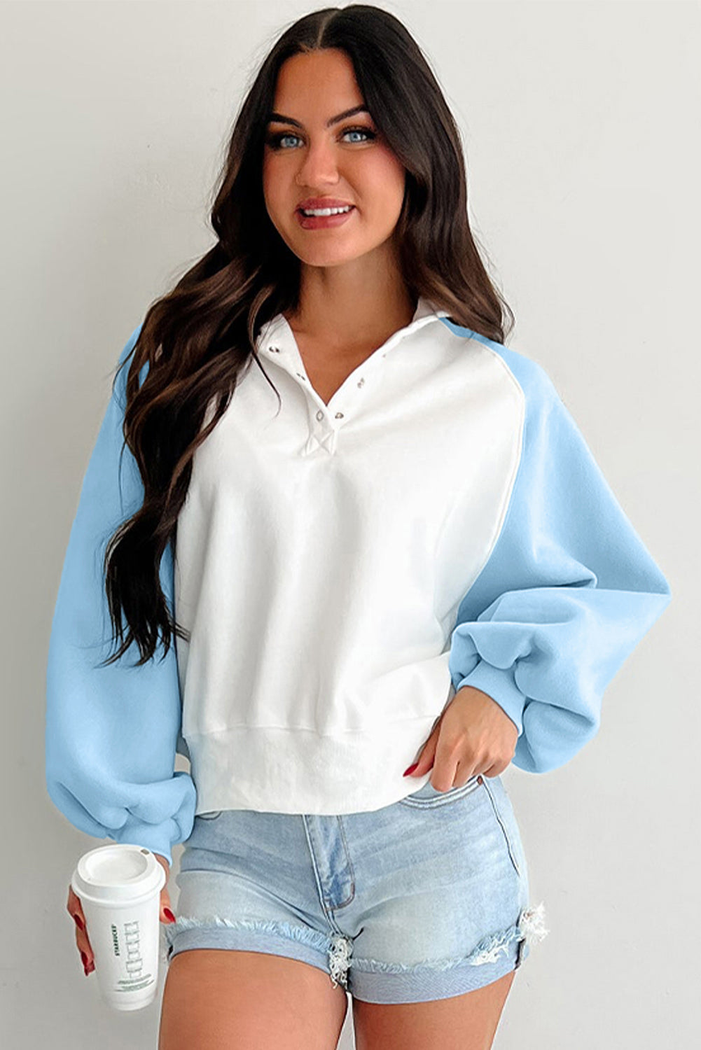 Snap Buttons Pullover Sweatshirt - eAura