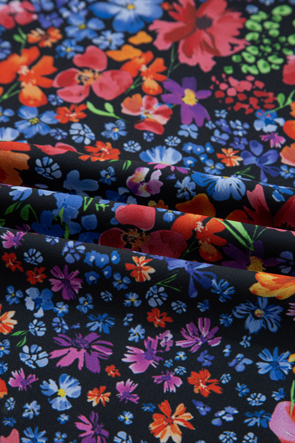 Floral Print Tassel Tie V-Neck Long Sleeve Flowy Long Dress - eAura