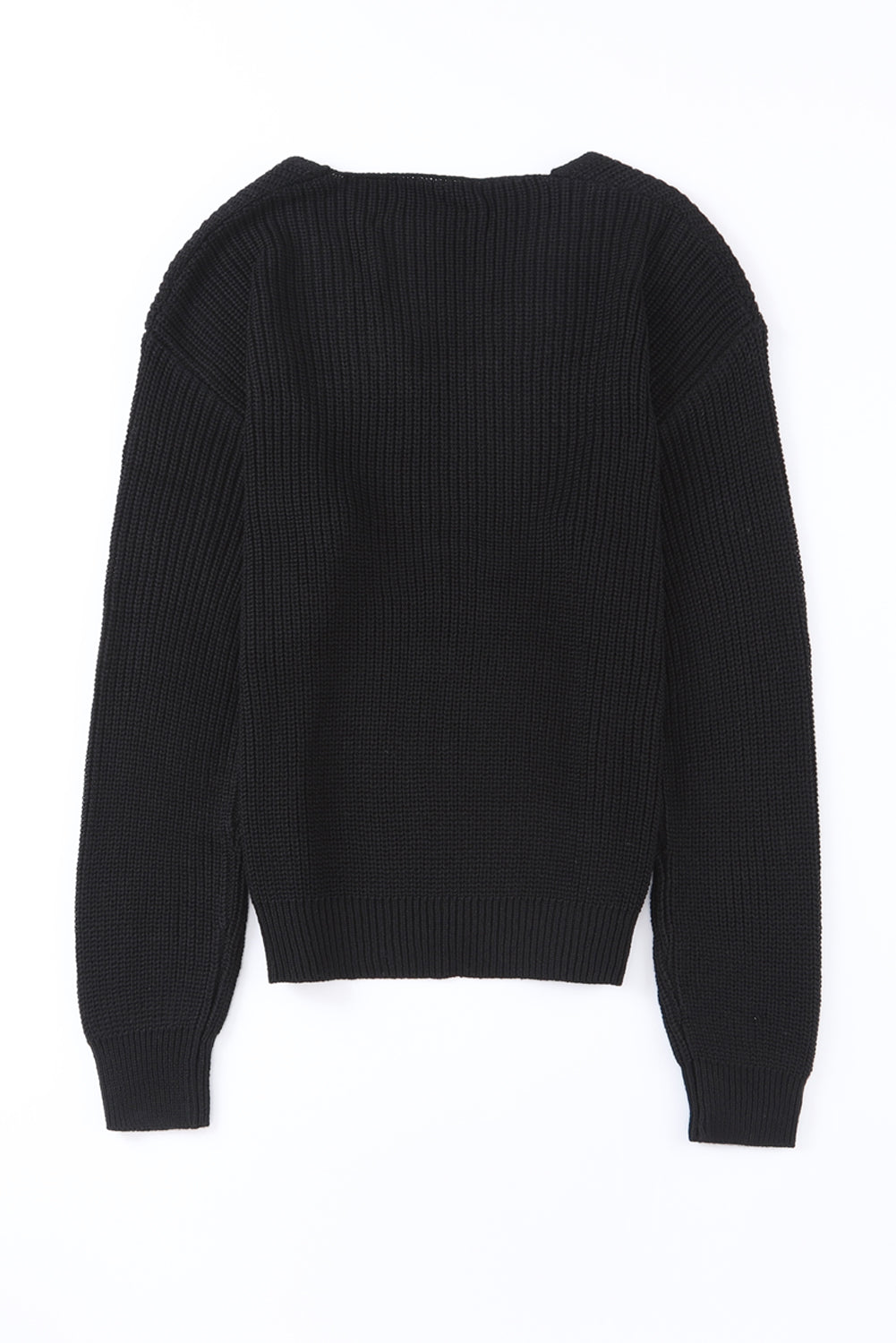 Beige Ribbed Knit V Neck Sweater eAura