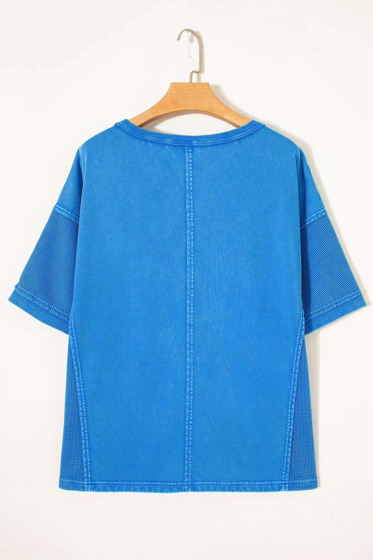 Mineral Wash Star Mesh Patchwork Oversize Tee – Blue