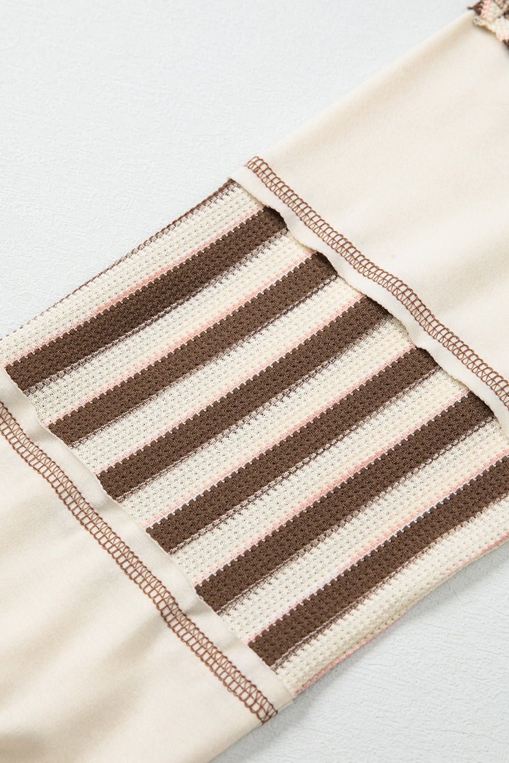 Stripe Stitched Detail Patchwork Oversized Pullover Top - eAura