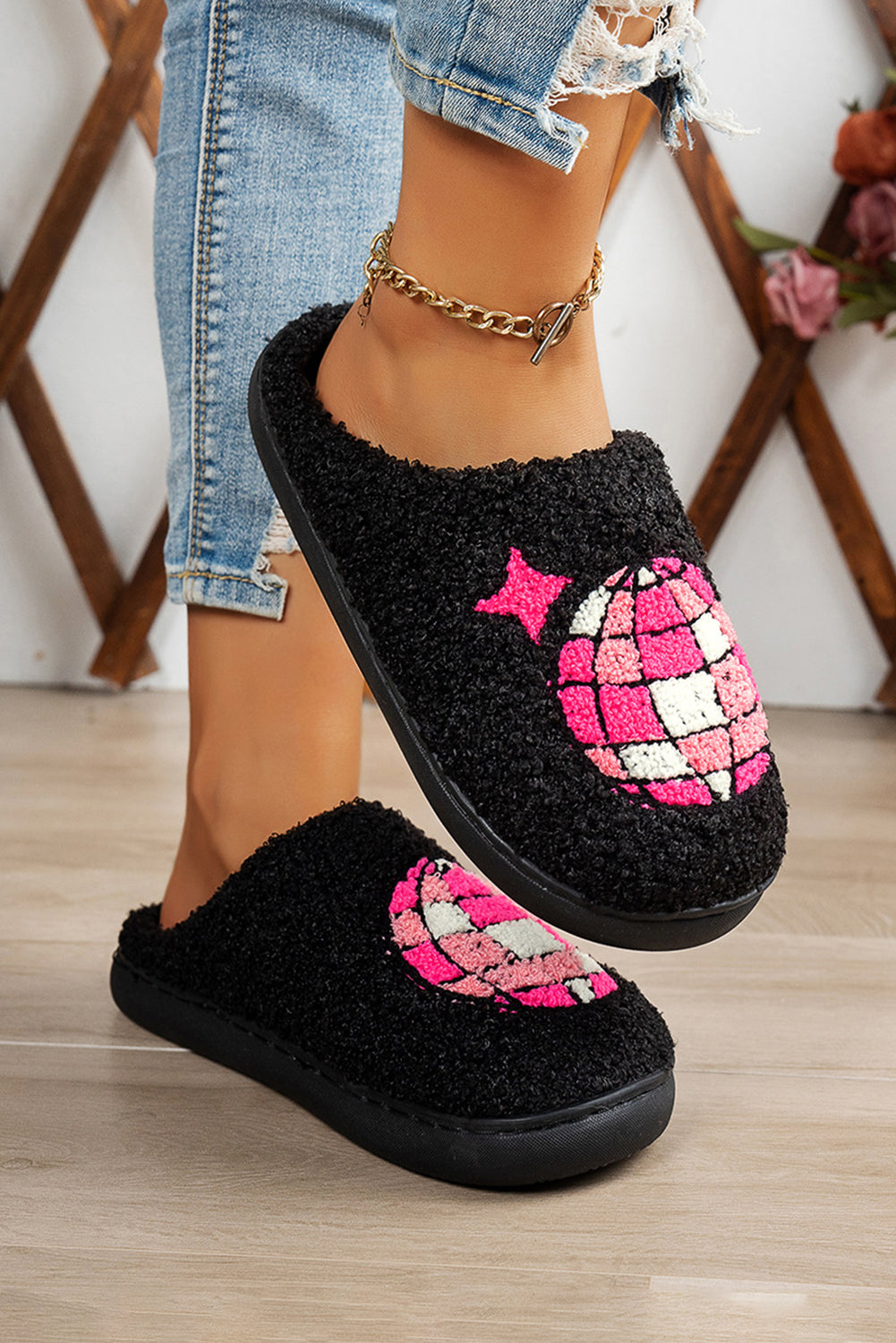Disco Ball Home Plush Slippers