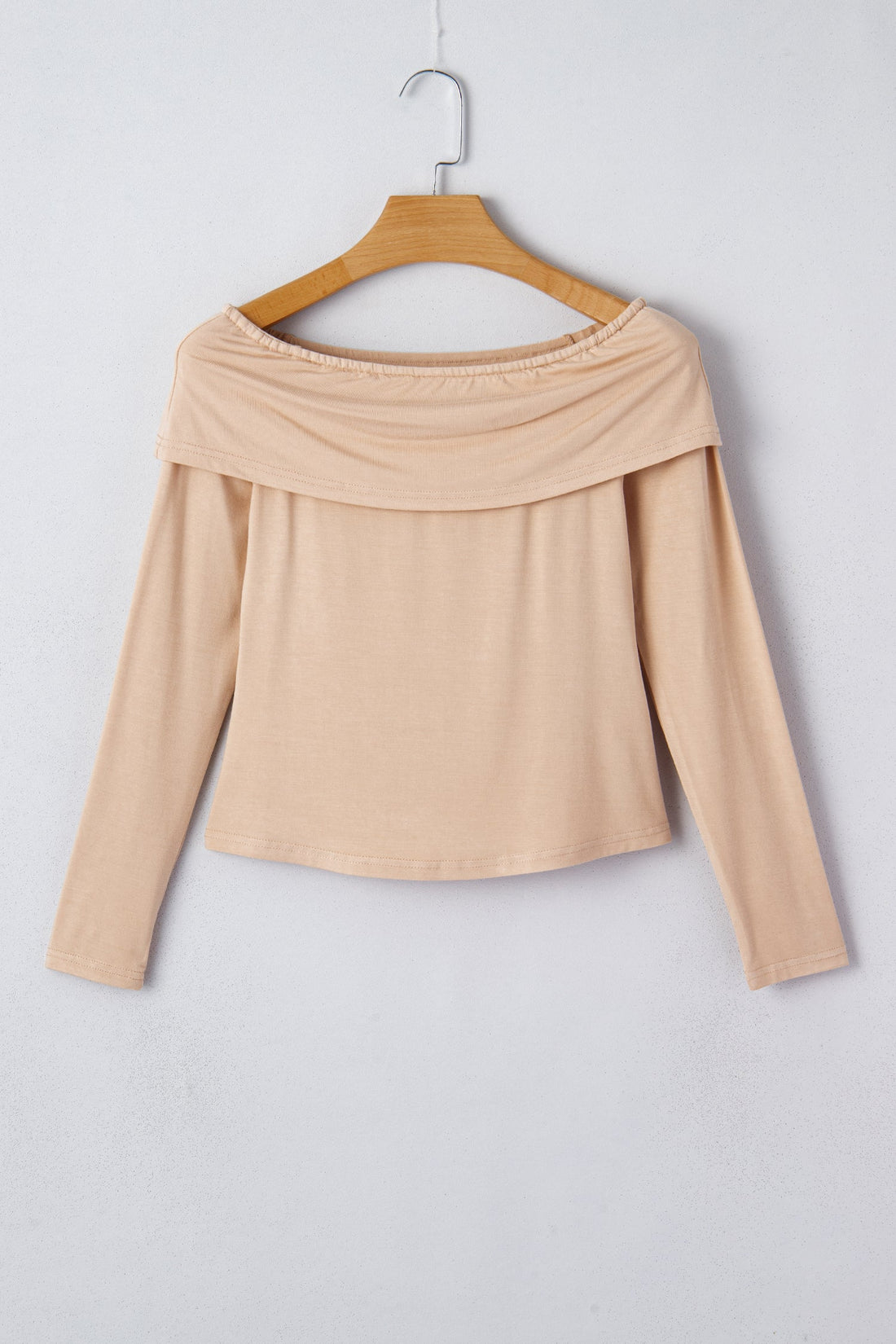 Foldover Off The Shoulder Long Sleeve Slim Top - eAura