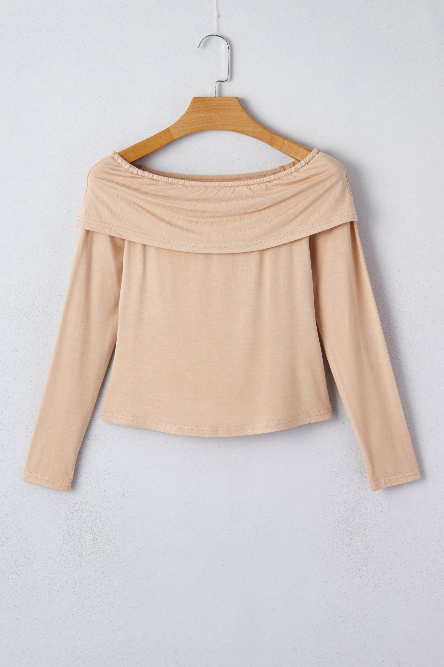 Foldover Off The Shoulder Long Sleeve Slim Top - eAura