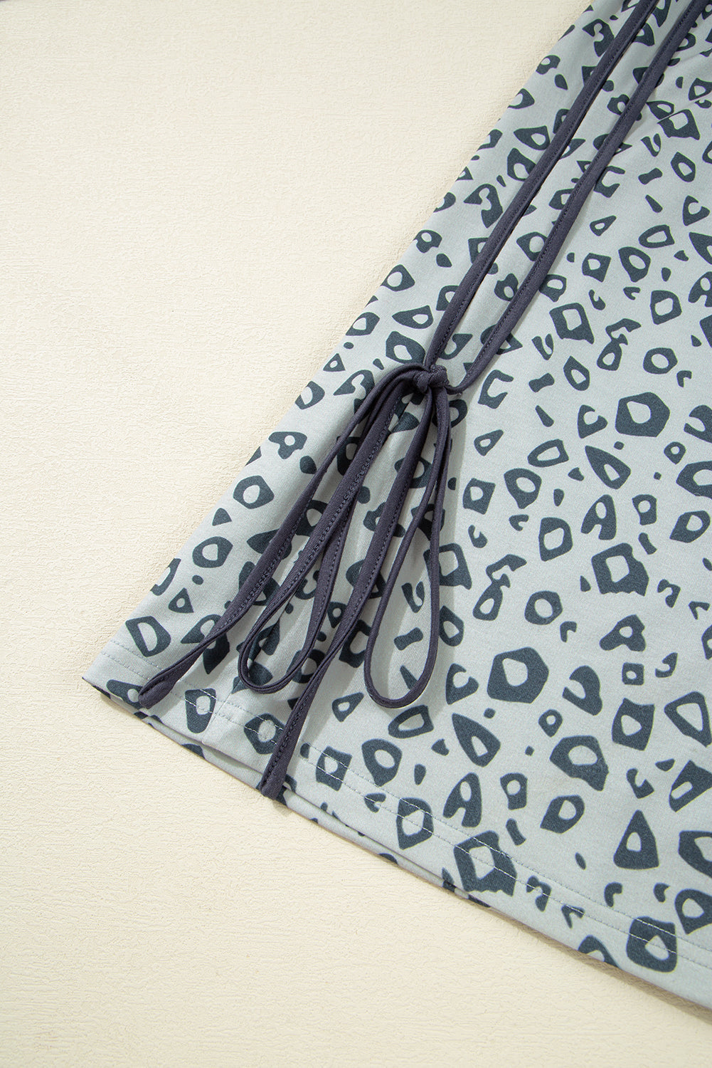 Grey Leopard High Waist Side Bow Straight Leg eAura