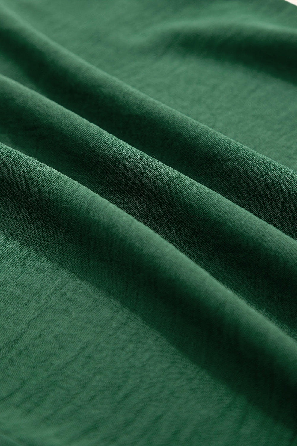 Green Smocked Sleeveless Wide Leg Jumpsuit with Pockets eAura
