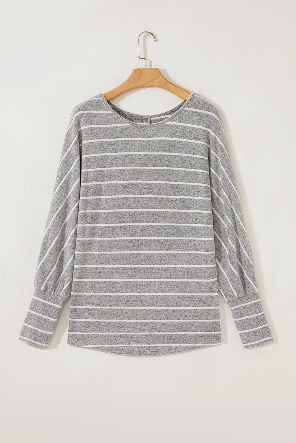Grey Stripe Dolman Sleeve Drop Shoulder Top - eAura