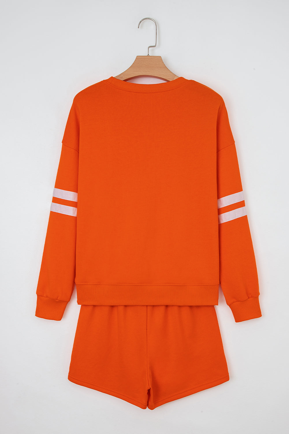 Varsity Striped Sleeve Drop Shoulder Sweatshirt and Shorts Co-ord Set eAura