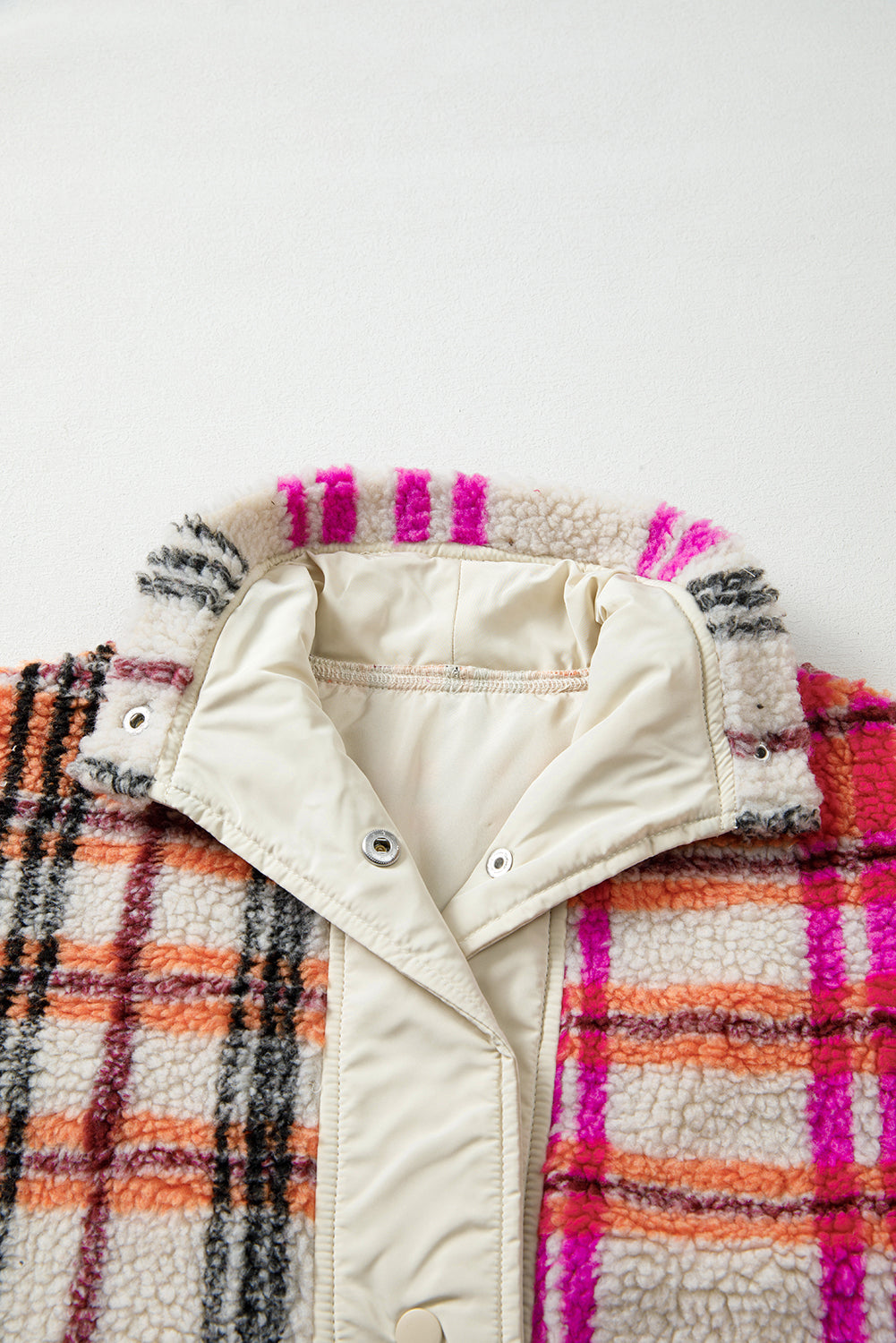 Rose Sherpa Plaid Jacket Gilet eAura