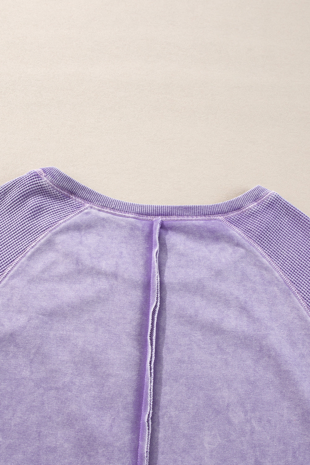 Black Solid Waffle Knit Patchwork Raglan Sleeve Sweatshirt Dear-Lover Dropshipping