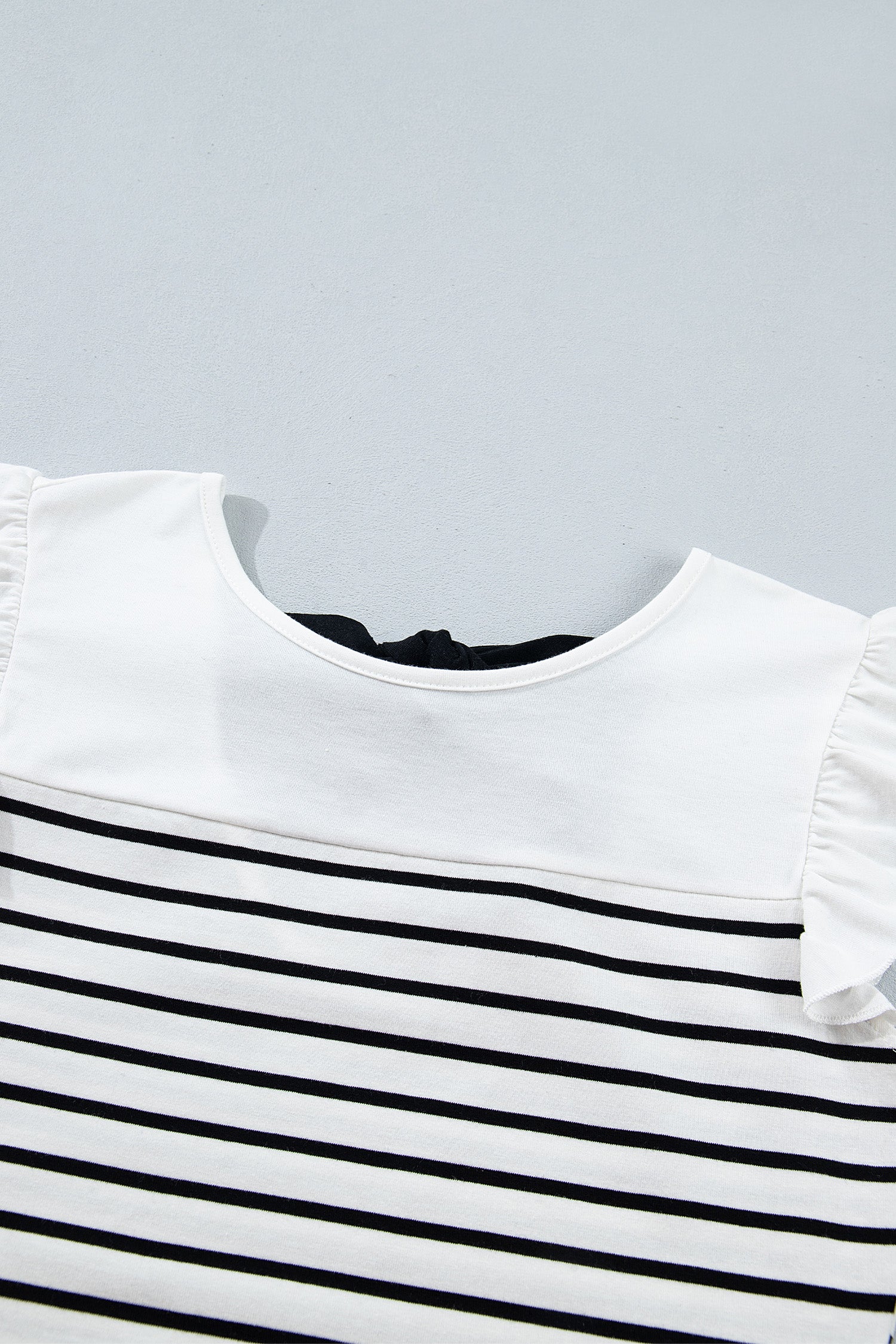 White Stripe Contrast Knot Back Ruffle Tank Top