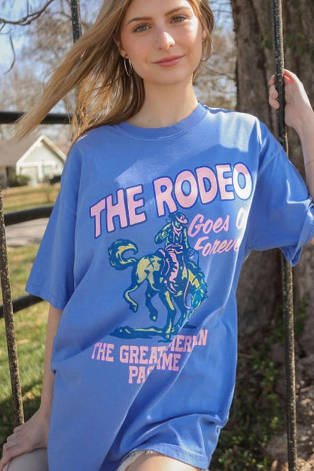 Sky Blue Rodeo Forever Western Graphic Tee eAura