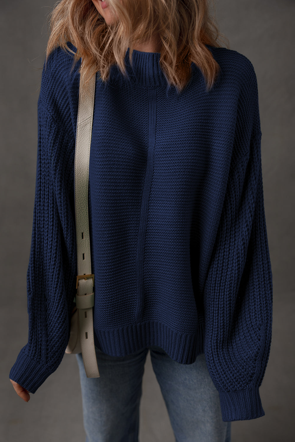 Front Seam Drop Shoulder Loose Sweater - eAura