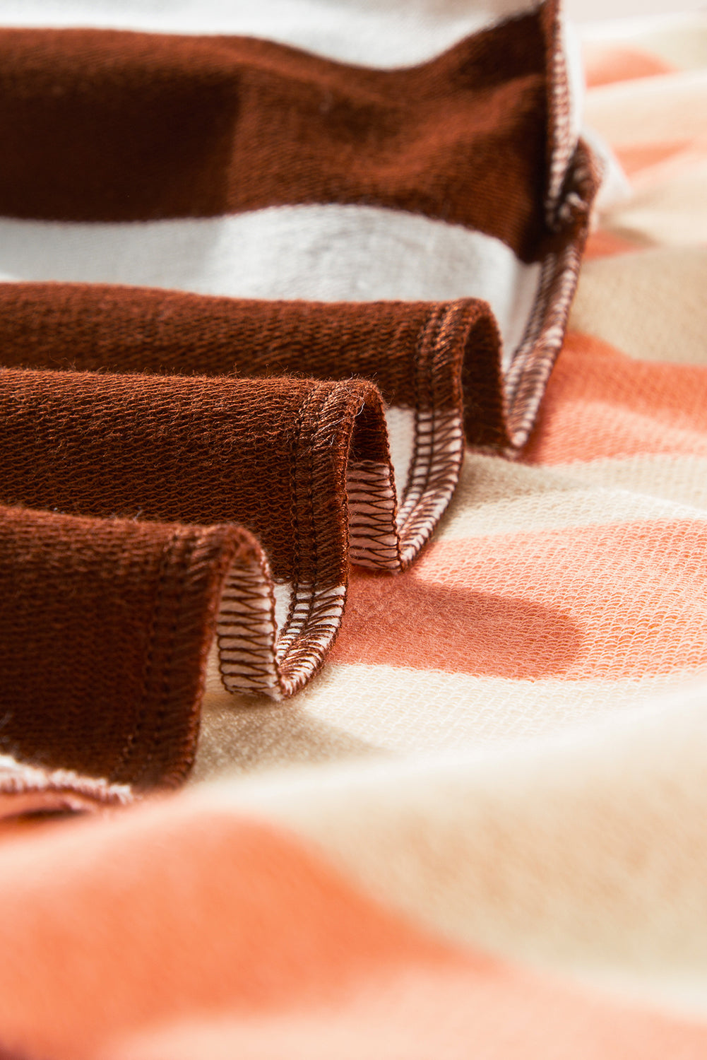 Brown Stripe Colour Block Drop Shoulder Pullover Sweatshirt eAura