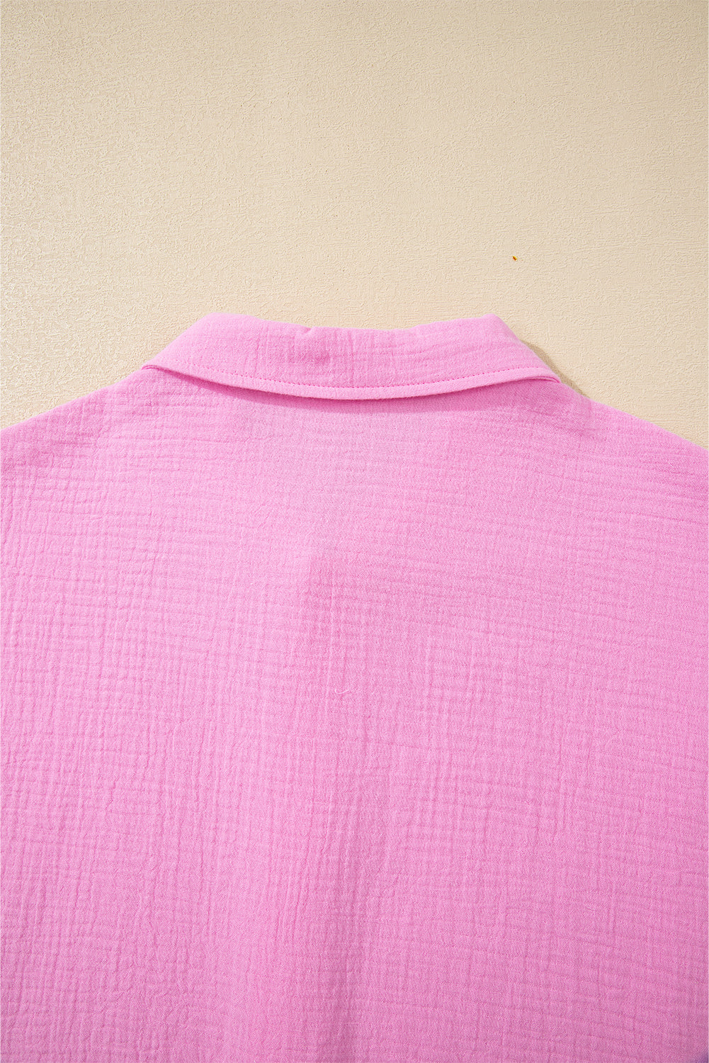 Bonbon Mineral Wash Textured Ruffle Trim Short Sleeve Shirt eAura