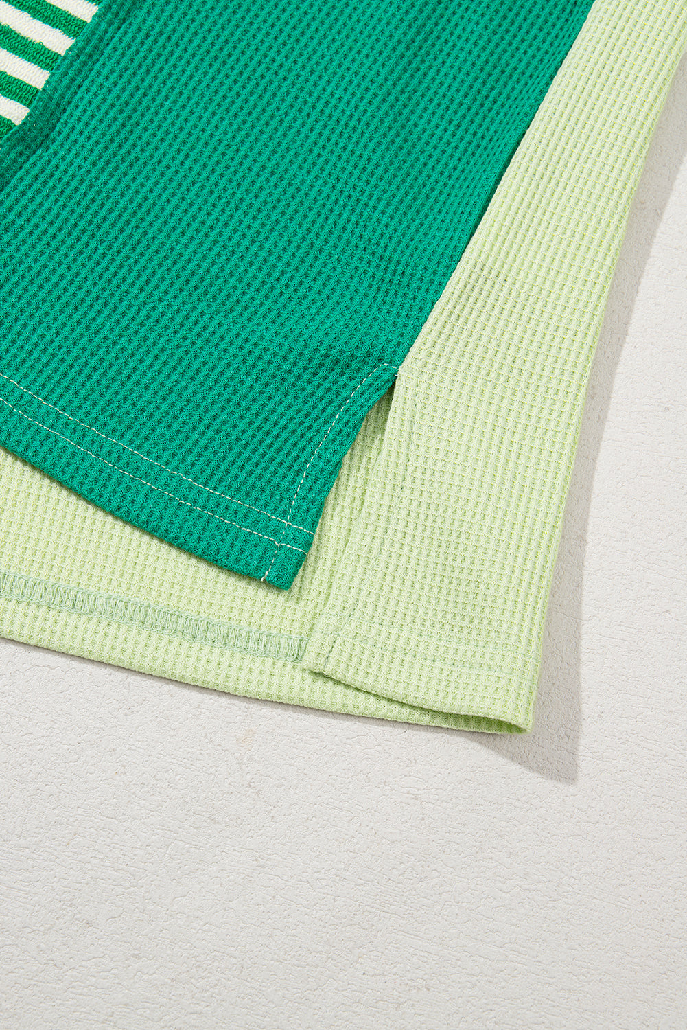Green Stripe Patchwork Colourblock Plus Size T Shirt BB Fashion Outlet