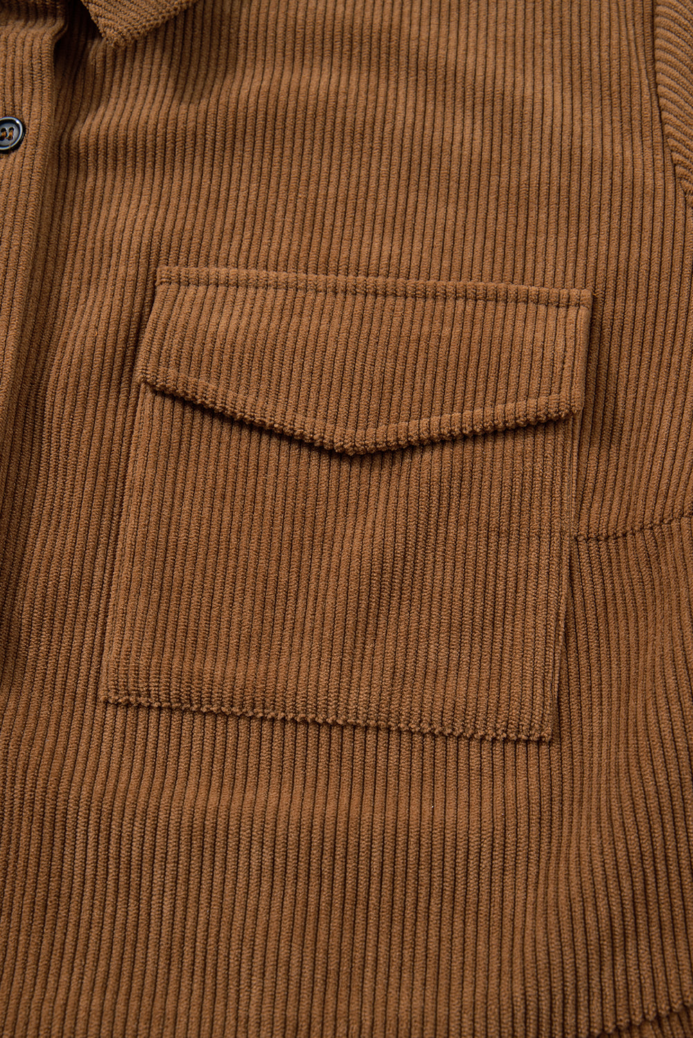Soft Corduroy Full Buttoned Collared Shirt Dress Plus Size - eAura