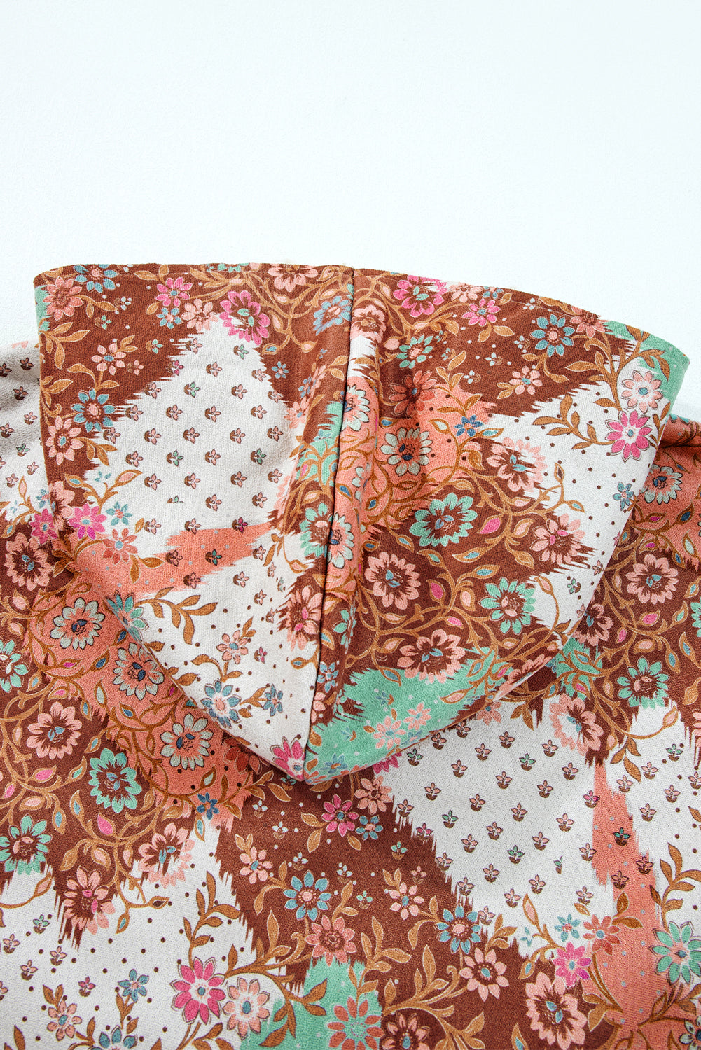 Floral Printed Sherpa Lined Hooded Jacket eAura