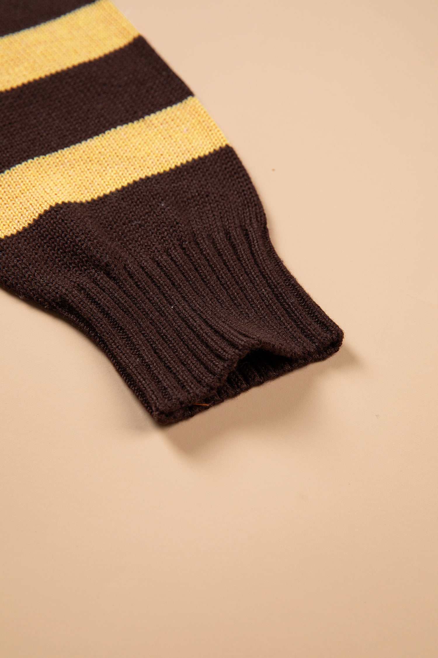 Striped Drop Shoulder Colorblock Pullover Sweater – Brown Stripe