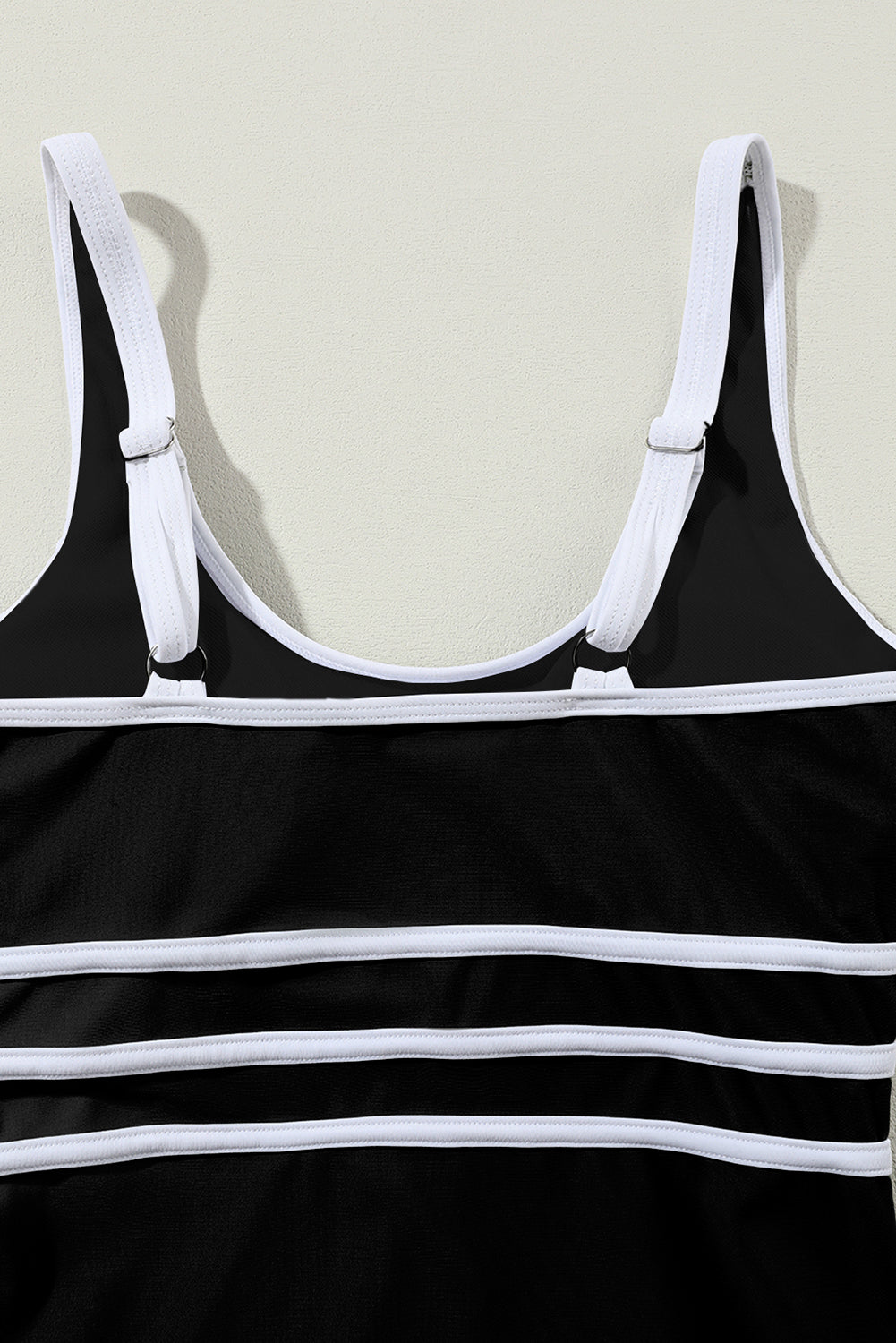 Black Contrast Trim Colourblock U Neck One Piece Swimwear eAura