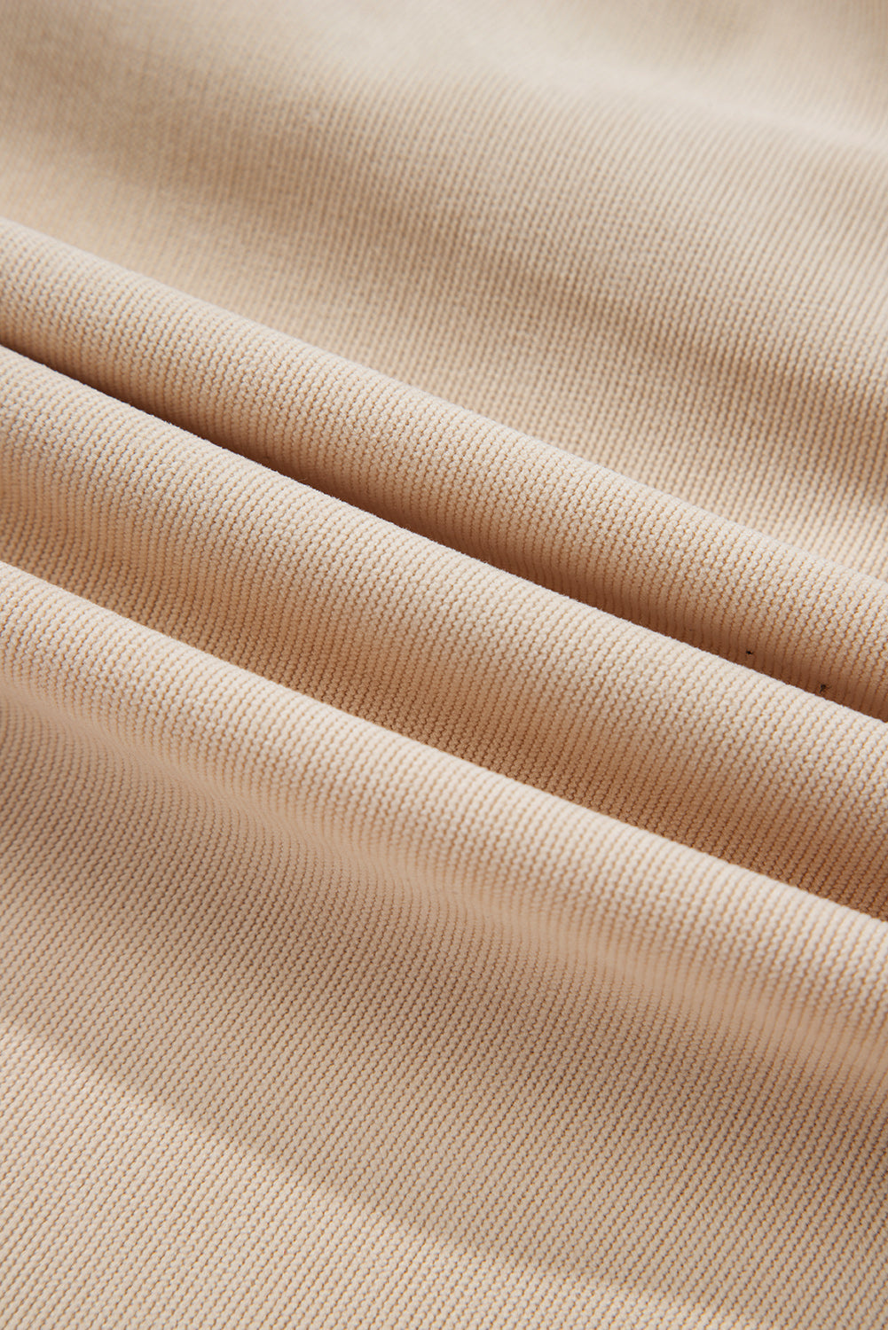 Oatmeal Corduroy Half Button Collared Long Sleeve Mini Dress eAura