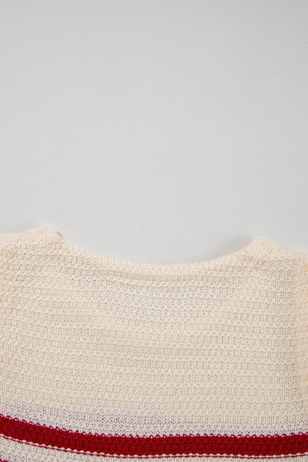 Red Stripe Textured Knit Ribbed Hem Sweater Sleeveless Top eAura