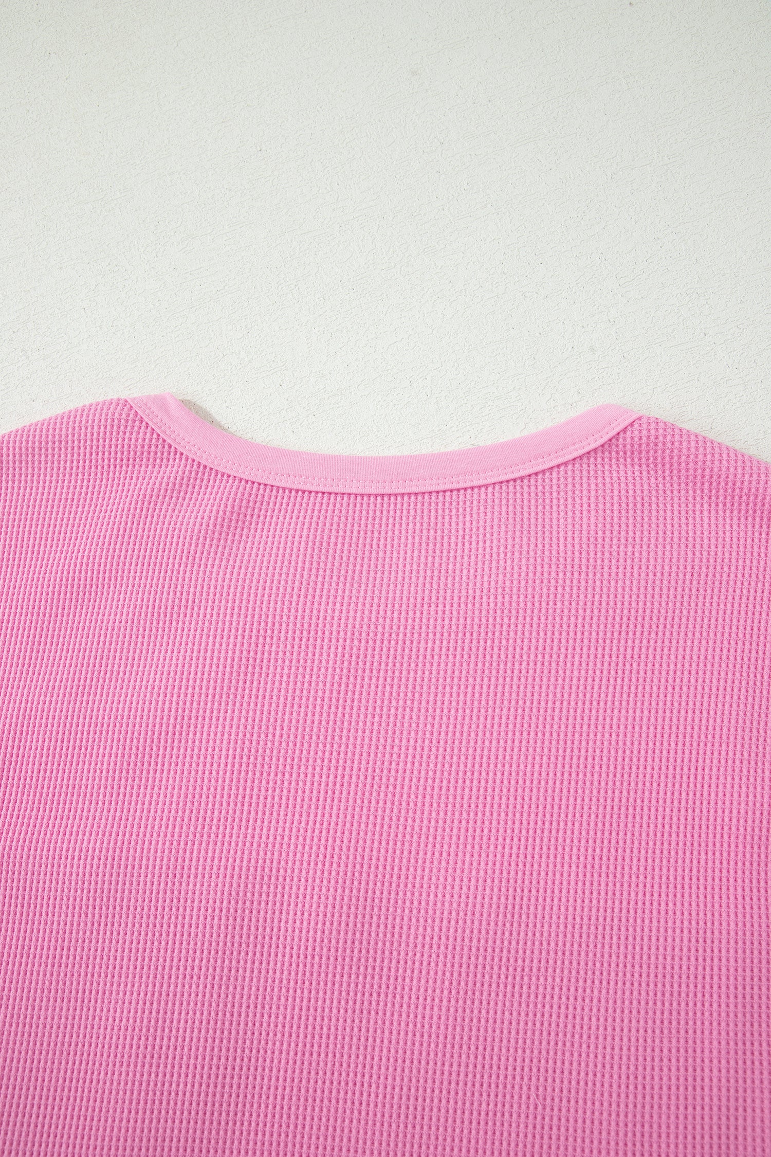 Raw Seam Waffle Knit Patchwork Casual T-Shirt