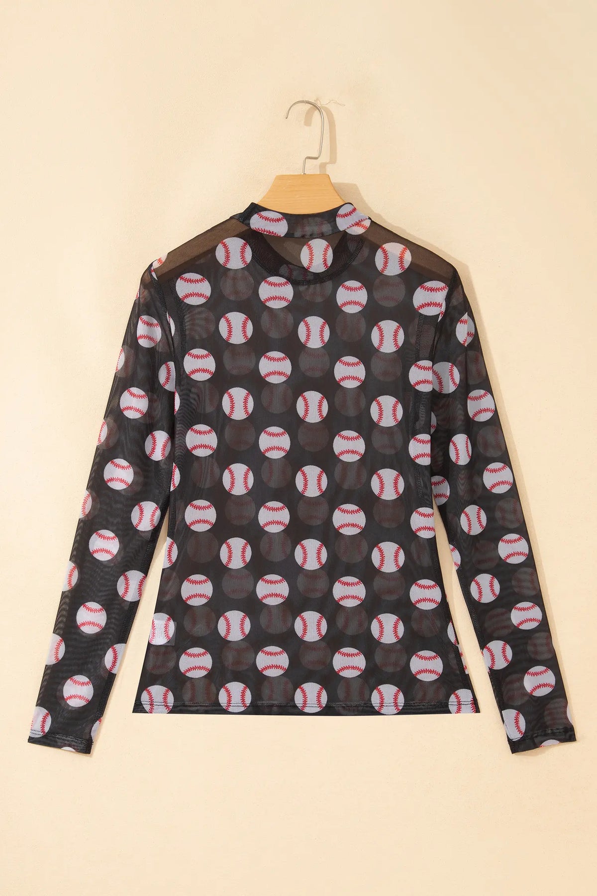 Game Day American Football Mesh Sheer Long Sleeve Top
