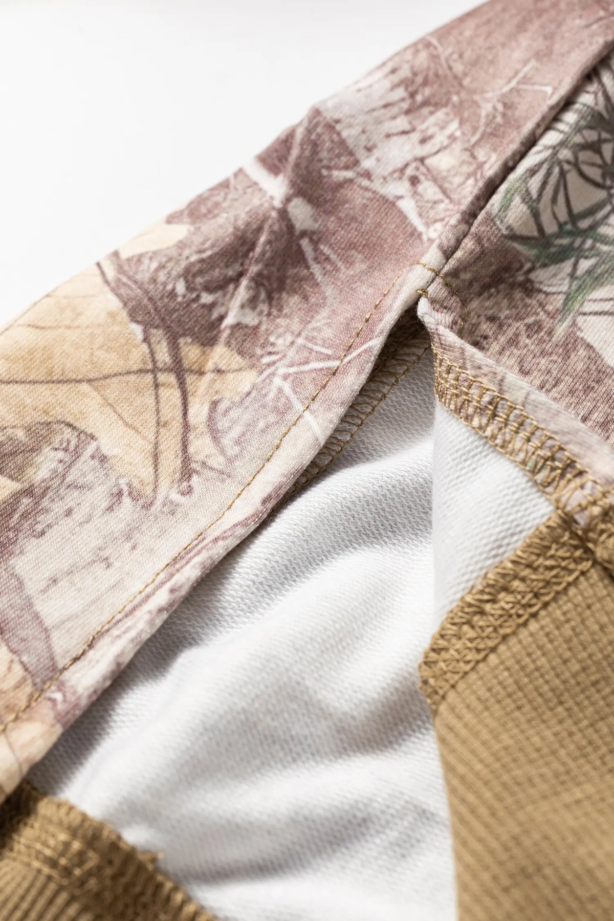 Abstract Camo Print Colour Block Detail Baggy Pullover Sweatshirt – Brown