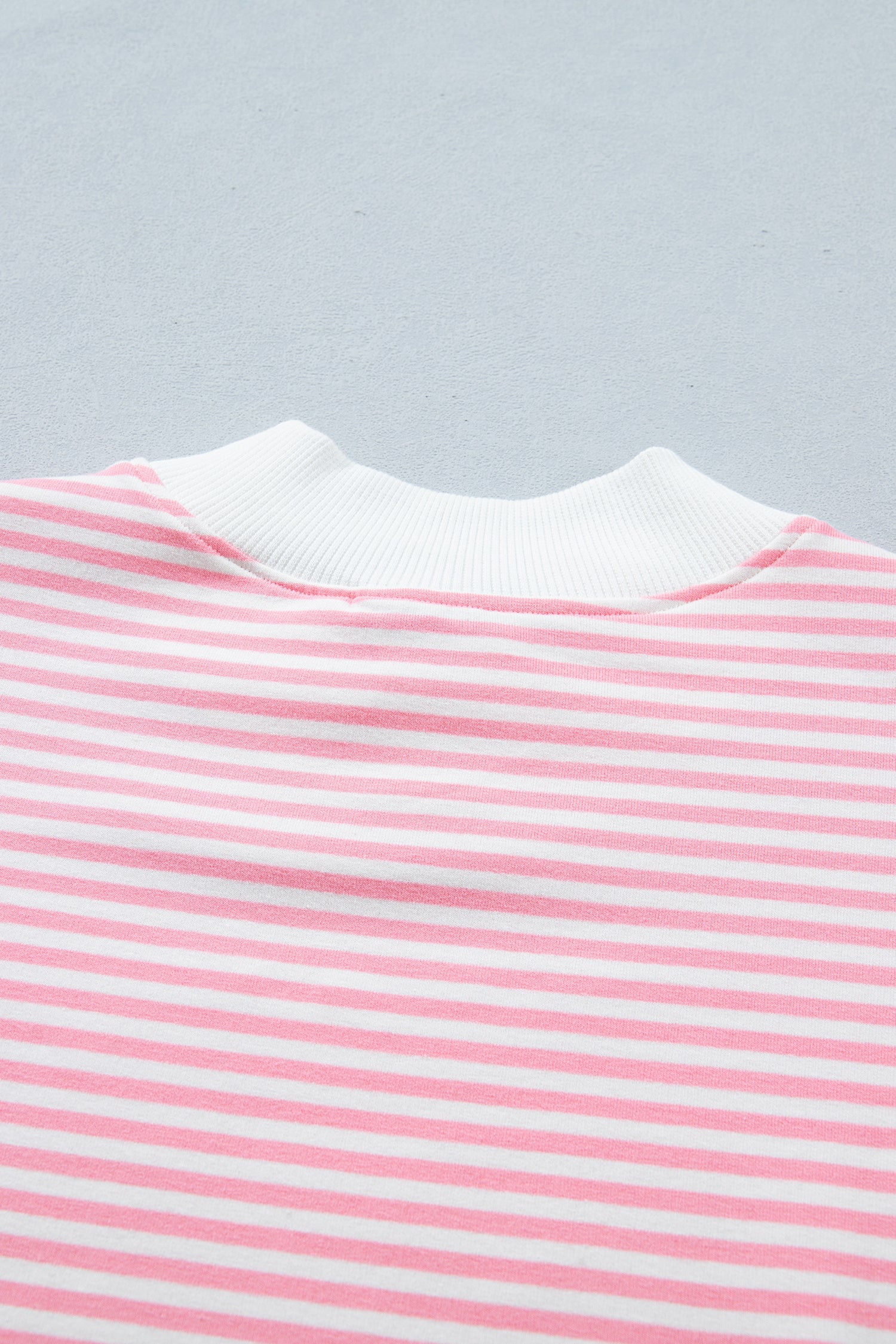 Stripe Cuffed Sleeve Contrast Mock Neck Tee Casual Co-ord Short Set