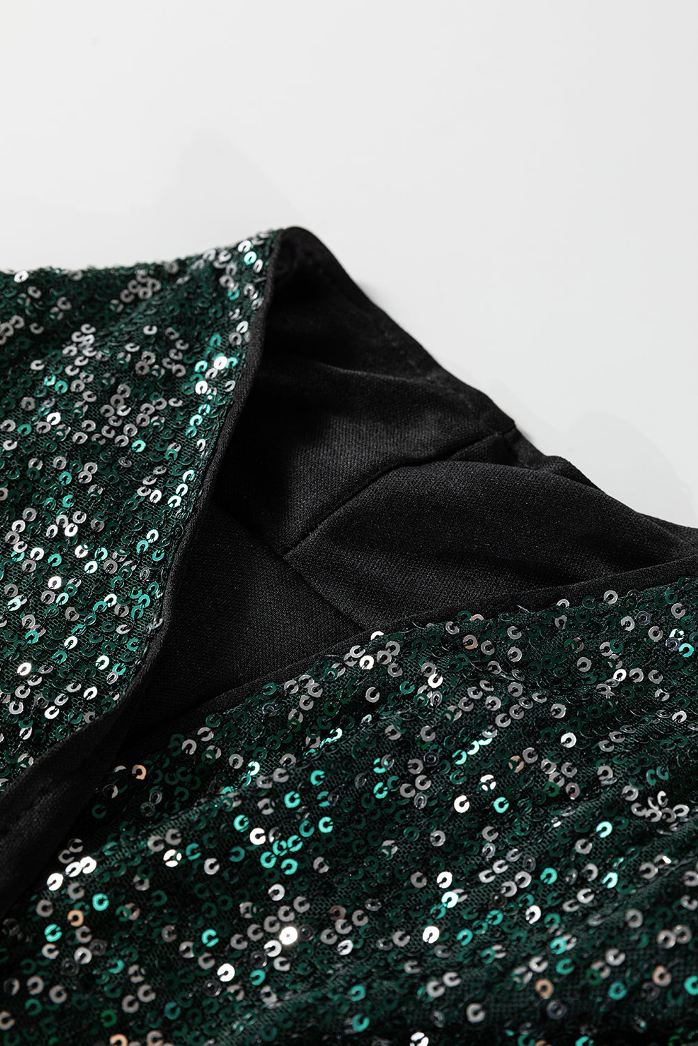Green Glitter Sequin Open Front Long Sleeve Cardigan - eAura