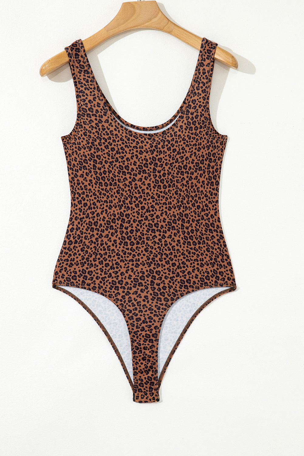 Brown Leopard Printed Sleeveless Scoop Neck Bodysuit BB Fashion Outlet