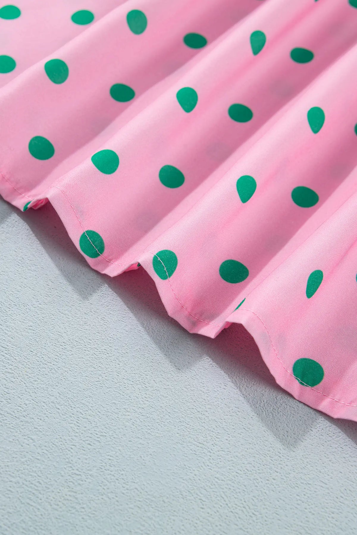 Polka Dot Print V Neck Short Sleeve Tiered Mini Dress – Pink